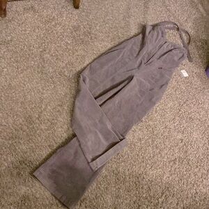 Freepeople purple velvet Vintage zip front overalls no pocket adjustable buttons